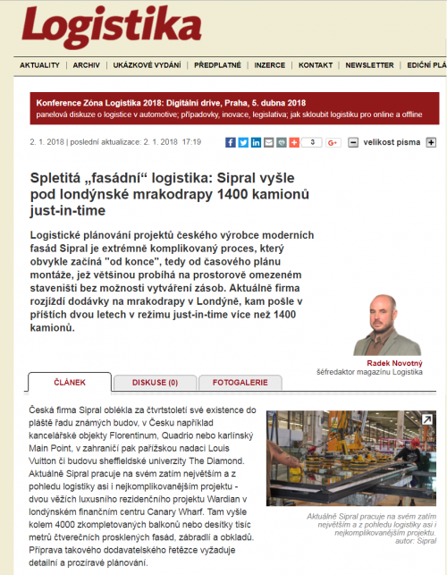 Image: Martin Binovec on our Track&Trace system in Logistika magazine