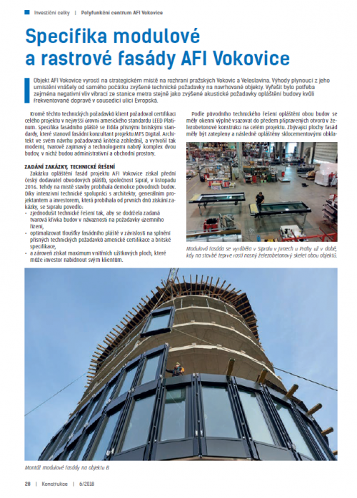 Image: Les spécificités de la façade AFI Vokovice dans le magazine Construction